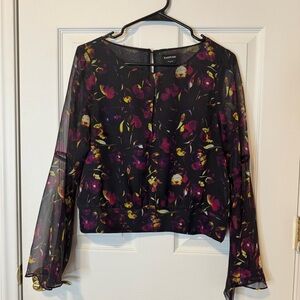 Bebe Floral Sheer Sleeve Blouse